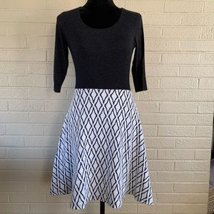 Le Lis Charcoal and Ecru Dress - Size Small